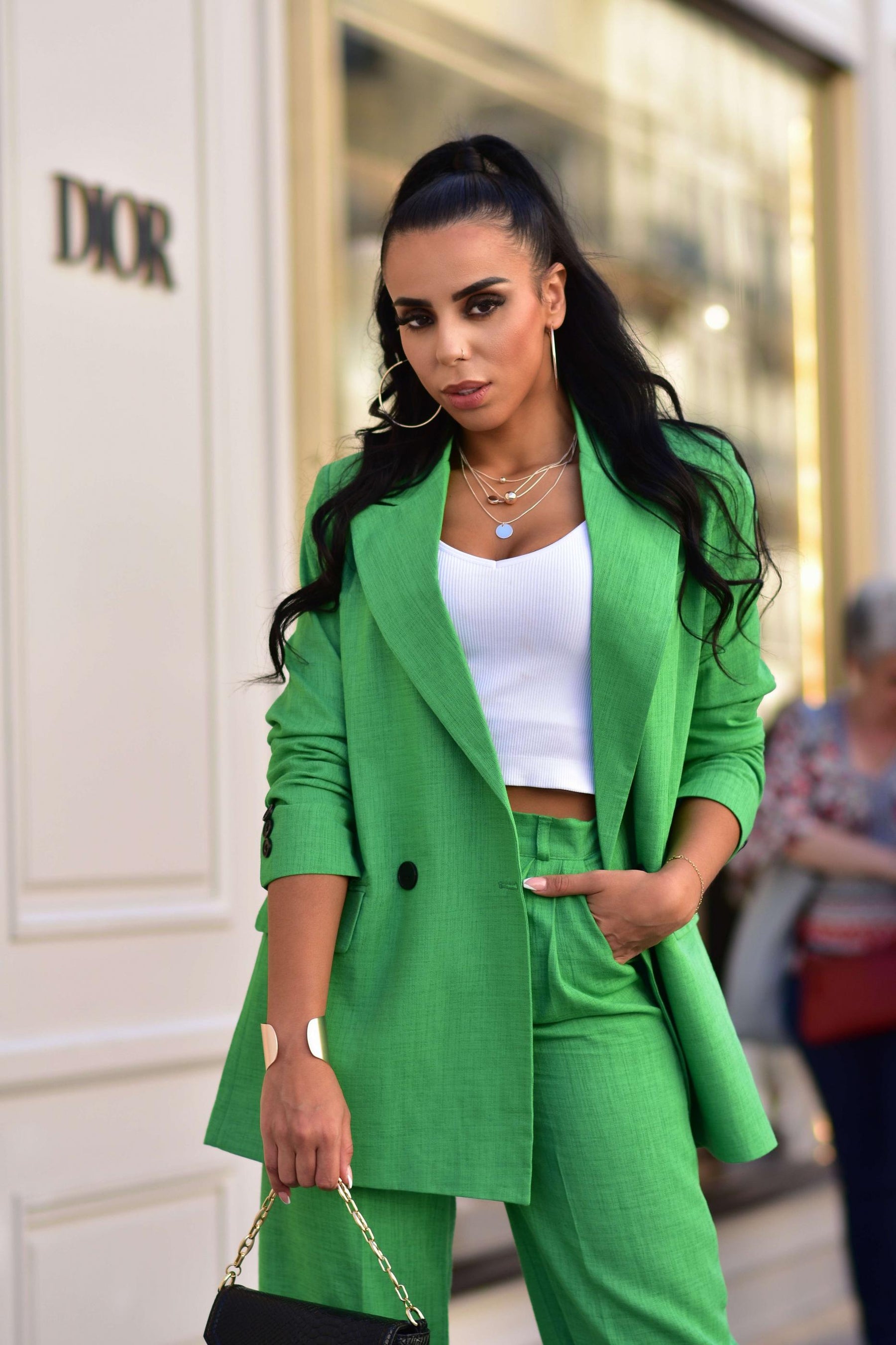 Anise green linen suit