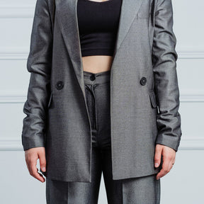 SILVER SATIN GRAY SUIT